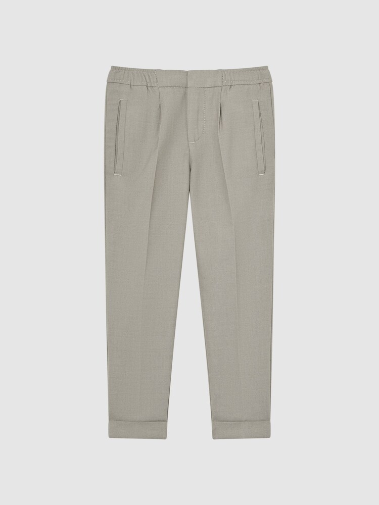 Reiss Taupe Brighton Junior Relaxed Elasticated Trousers with Turn-Ups - Image 2 of 7 Reiss Taupe Brighton Junior Relaxed Elasticated Trousers with Turn-Ups - Image 2 of 7