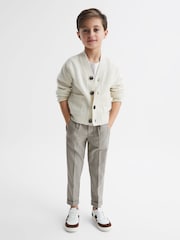 Reiss Taupe Brighton Junior Relaxed Elasticated Trousers with Turn-Ups - Image 3 of 7