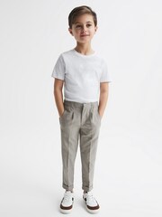 Reiss Taupe Brighton Junior Relaxed Elasticated Trousers with Turn-Ups - Image 6 of 7