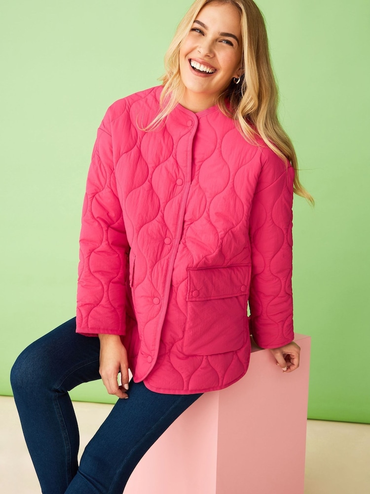 F&F Pink Fashion Onion Quilted Bomber Jacket - Image 1 of 5