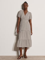Apricot Brown Stripe Wrap Midaxi Dress - Image 2 of 4