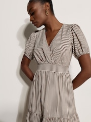 Apricot Brown Stripe Wrap Midaxi Dress - Image 3 of 4