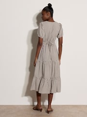 Apricot Brown Stripe Wrap Midaxi Dress - Image 4 of 4