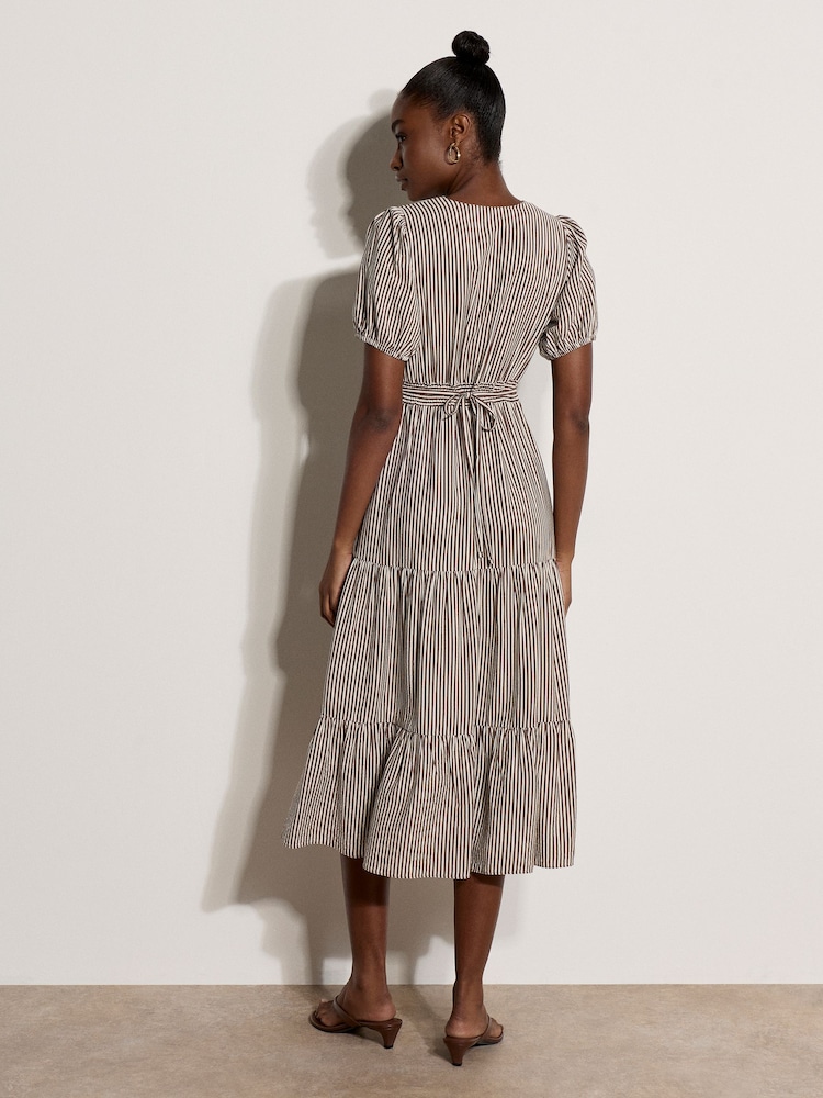 Apricot Brown Stripe Wrap Midaxi Dress - Image 4 of 4 Apricot Brown Stripe Wrap Midaxi Dress - Image 4 of 4
