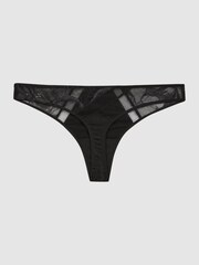 Calvin Klein Black Underwear Satin Lace Thong - Image 2 of 4