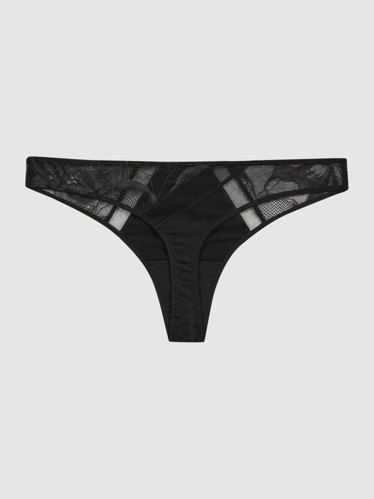 Calvin Klein Black Underwear Satin Lace Thong - Image 2 of 4