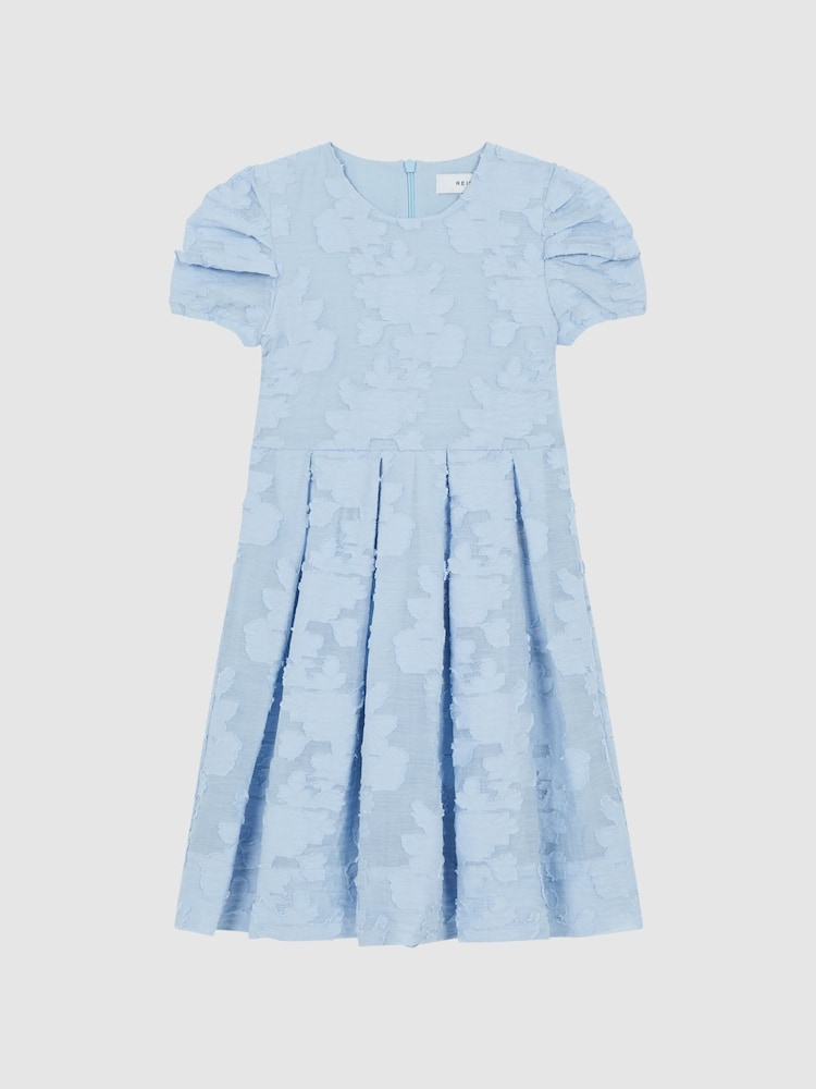 Reiss Blue Amalie 9-12 yrs Floral Print Textured Dress - Image 2 of 6
