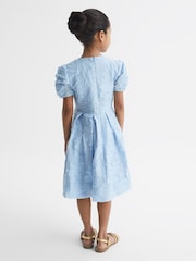 Reiss Blue Amalie 9-12 yrs Floral Print Textured Dress - Image 5 of 6