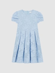 Reiss Blue Amalie Junior Floral Print Textured Dress - Image 2 of 6