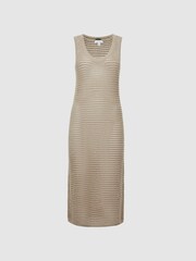 Reiss Neutral Avene Knitted Bodycon Midi Dress - Image 2 of 7