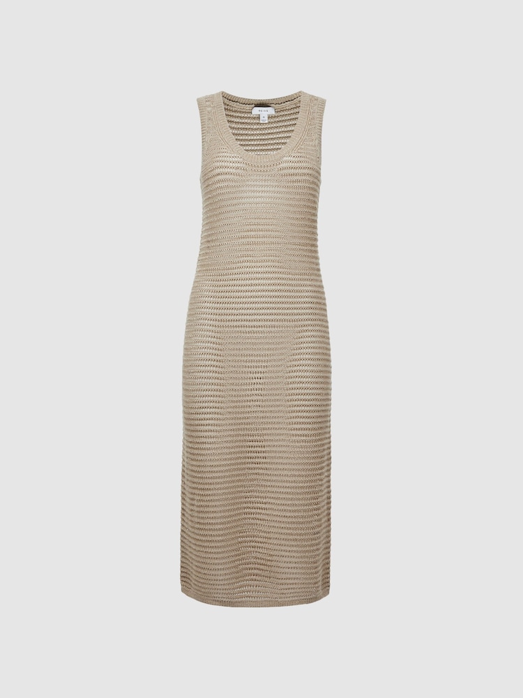 Reiss Neutral Avene Knitted Bodycon Midi Dress - Image 2 of 7