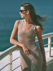 Reiss Neutral Avene Knitted Bodycon Midi Dress - Image 3 of 7