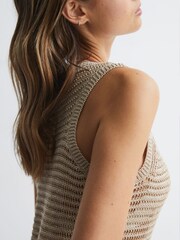 Reiss Neutral Avene Knitted Bodycon Midi Dress - Image 4 of 7