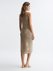 Reiss Neutral Avene Knitted Bodycon Midi Dress - Image 5 of 7