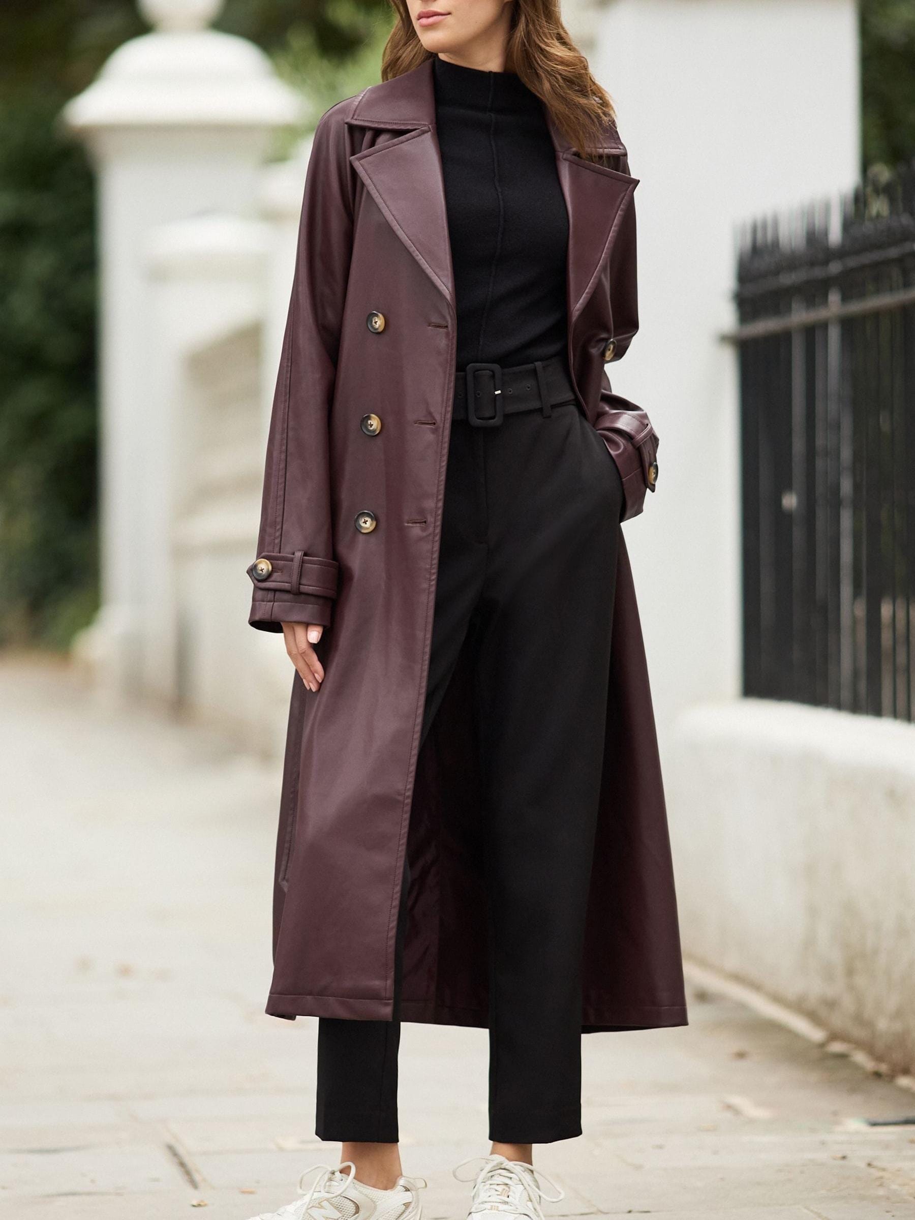 Buy Berry Red Faux Leather Trench Coat from Next Luxembourg