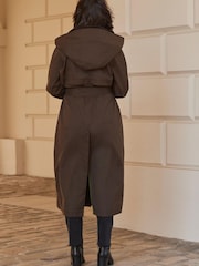 Chocolate Brown Long Waxed Effect Jacket - Image 2 of 7