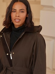Chocolate Brown Long Waxed Effect Jacket - Image 3 of 7