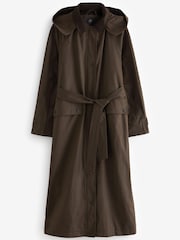 Chocolate Brown Long Waxed Effect Jacket - Image 4 of 7