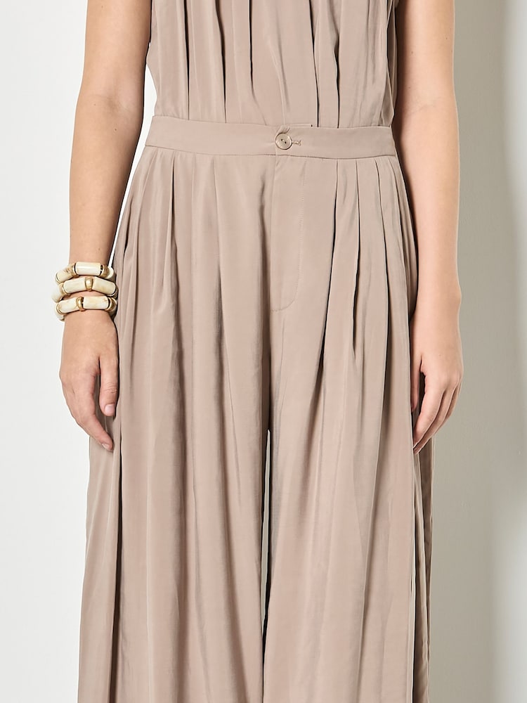 Apricot Natural Soft Pleat Wide-Leg Trousers - Image 5 of 5