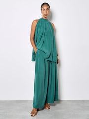 Apricot Green Soft Pleat Wide-Leg Trousers - Image 2 of 6