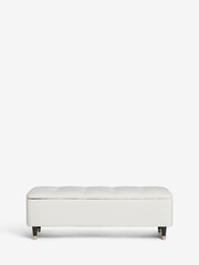 Soft Velvet Natural Oyster Stella Storage Ottoman Blanket Box - Image 4 of 7