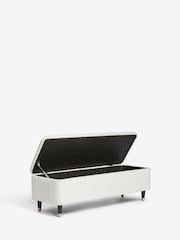 Soft Velvet Natural Oyster Stella Storage Ottoman Blanket Box - Image 6 of 7