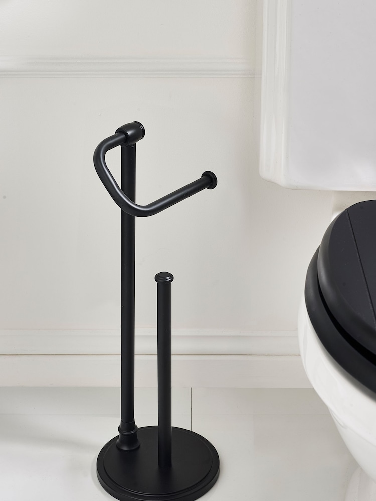 Black Heritage Floor Standing Toilet Roll Holder - Image 2 of 5