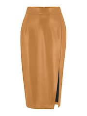 Pour Moi Natural Elise Faux Leather Midi Pencil Skirt - Image 4 of 5