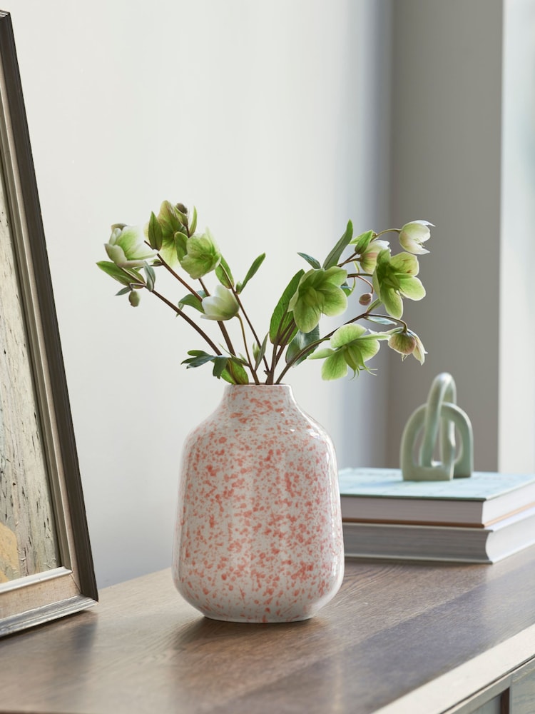 Nina Campbell Coral Pink Meadow Splatter Glaze Vase - Image 1 of 4