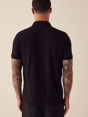 Black Vertical Textured Polo Shirt - Image 3 of 5