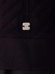 Black Vertical Textured Polo Shirt - Image 5 of 5