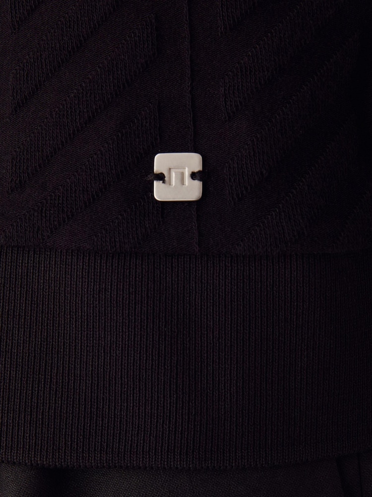 Black Vertical Textured Polo Shirt - Image 5 of 5