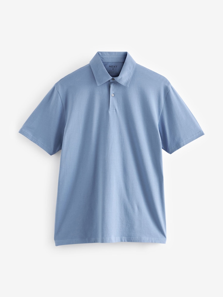 Blue/Pink/Green Pastel Regular Fit Short Sleeve Jersey Polo Shirts 3 Pack - Image 2 of 6