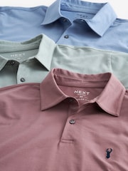 Blue/Pink/Green Pastel Regular Fit Short Sleeve Jersey Polo Shirts 3 Pack - Image 5 of 6
