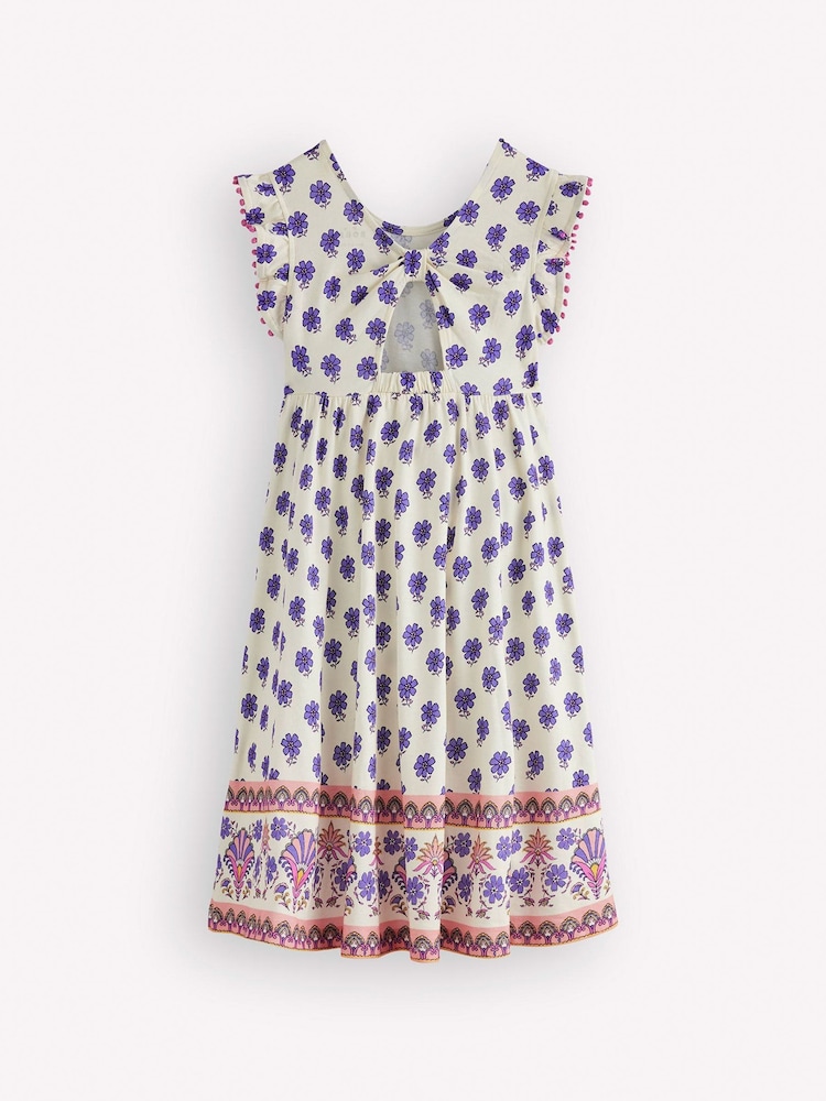 Boden Cream Bow Back Jersey Dress - Image 1 of 3