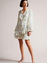 Синее платье мини с асимметричными оборками Ted Baker Suziiee - Image 3 of 5