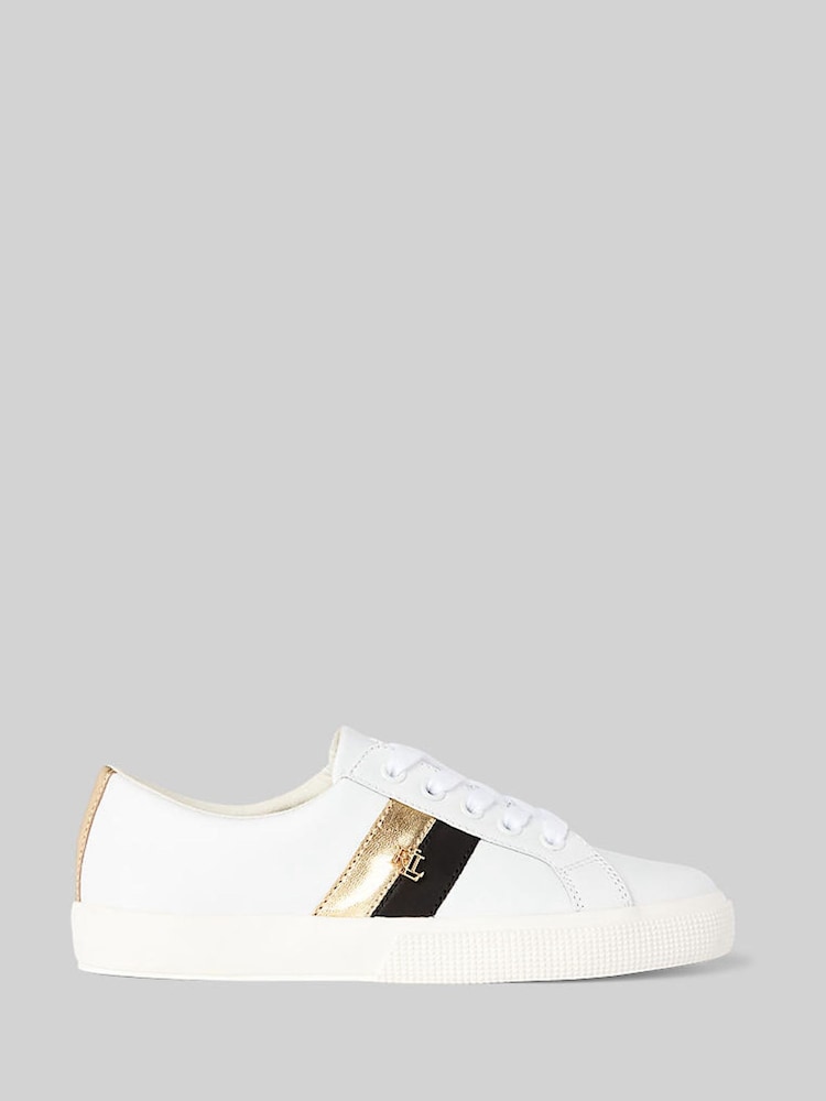 Lauren Ralph Lauren Janson Logo Leather Trainers - Image 1 of 4