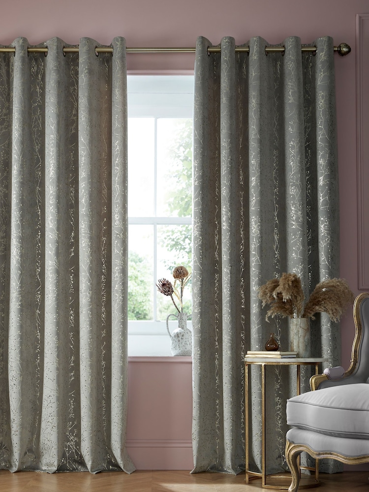 Clarissa Hulse Silver Gypsophilia Eyelet Curtains - Image 1 of 2