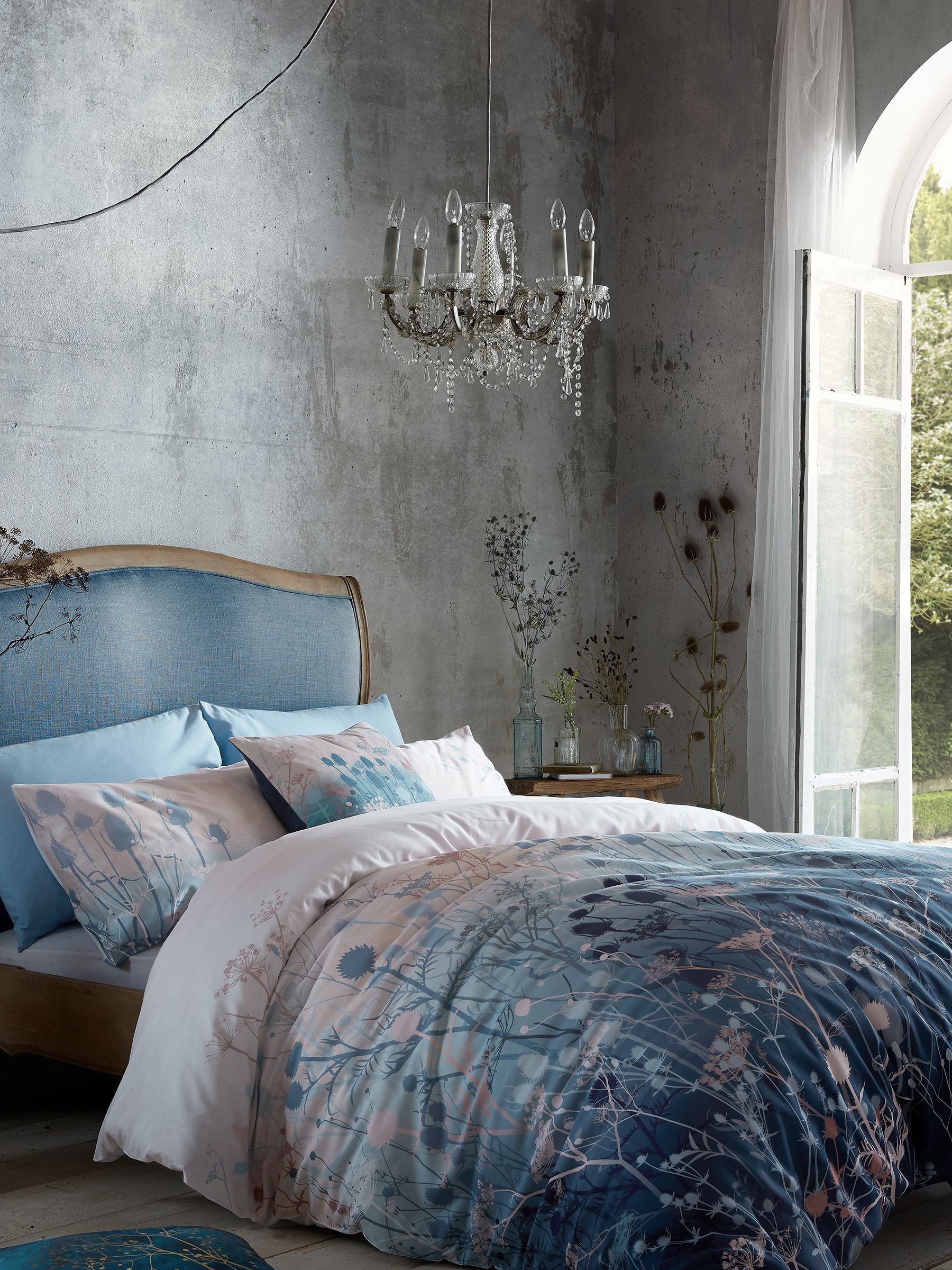 Clarissa Hulse Blue Tania's Garden 100% Cotton Duvet Cover and Pillowcase Set - Image 1 of 5