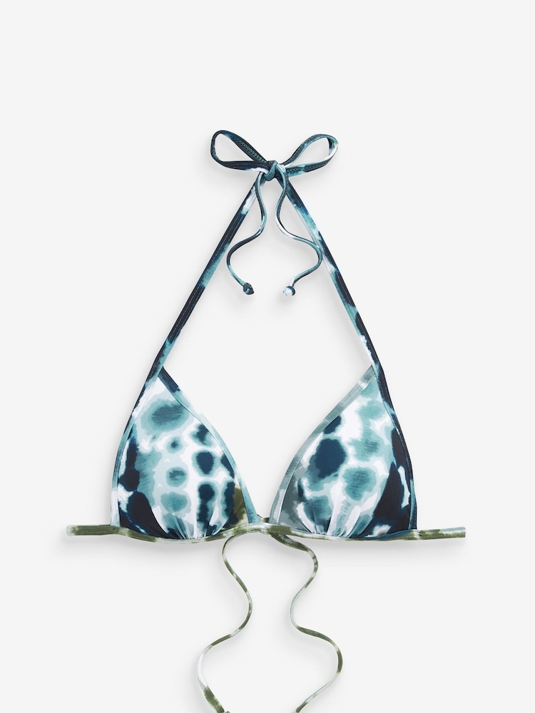 Blue Tie Dye Moulded Triangle Bikini Top - Image 6 of 6