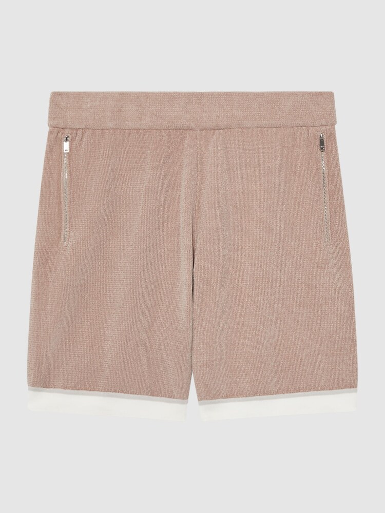 Reiss Champagne Fielder Relaxed Fit Elasticated Chenille Shorts - Image 2 of 5