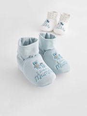 Blue Mummy And Daddy Baby Booties Socks 2 Pack (0-24mths) - Image 6 of 7