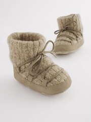 Naturalny szary kamienny - Pram Knitted Snow Boots (0-24mths) - Image 1 of 5
