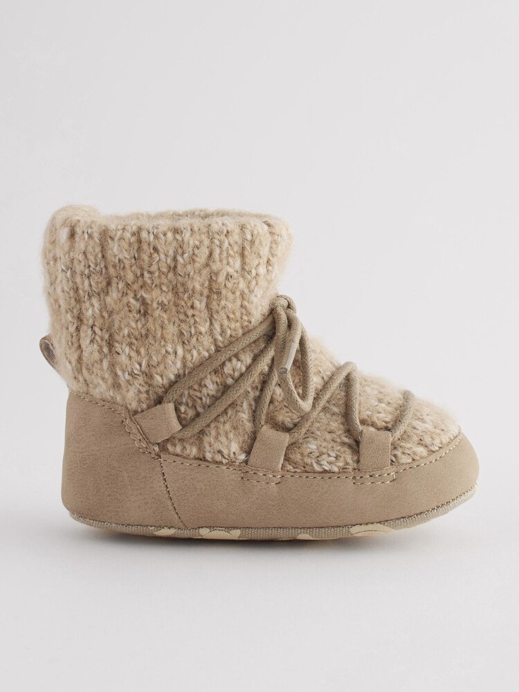 Naturalny szary kamienny - Pram Knitted Snow Boots (0-24mths) - Image 2 of 5