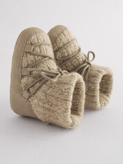 Naturalny szary kamienny - Pram Knitted Snow Boots (0-24mths) - Image 4 of 5