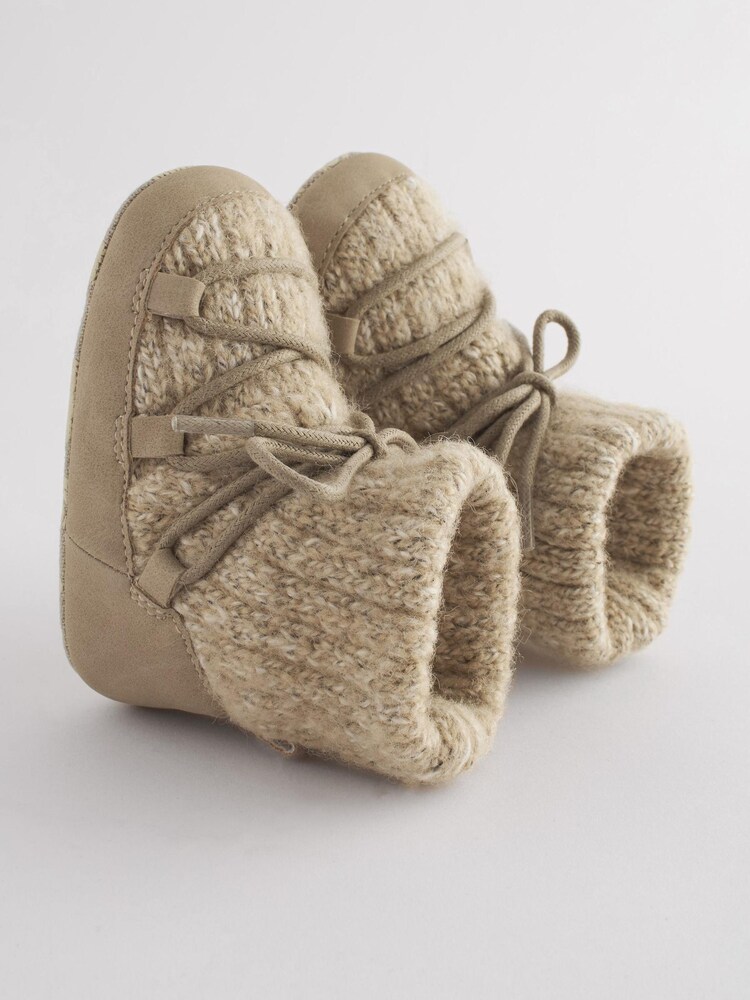 Naturalny szary kamienny - Pram Knitted Snow Boots (0-24mths) - Image 4 of 5