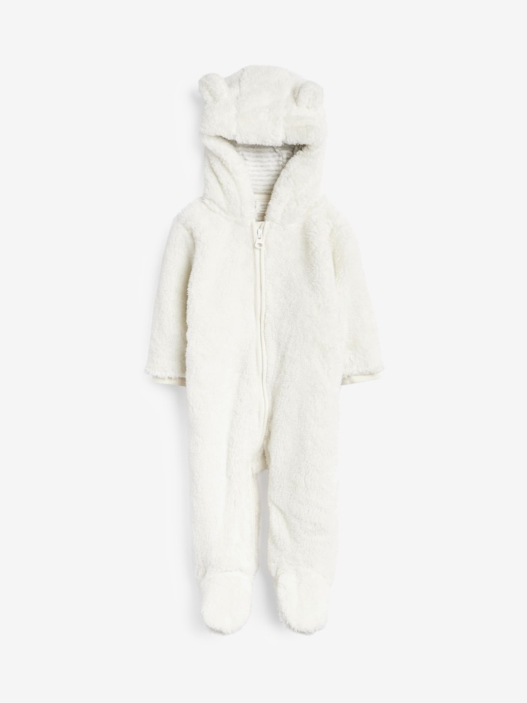 Ecru Cream Cosy Fleece Bear Baby Pramsuit (0mths-2yrs) - Image 1 of 3