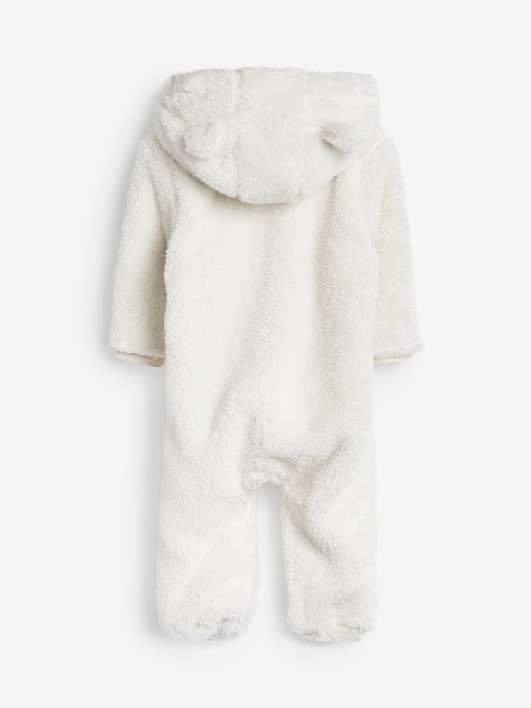 Ecru Cream Cosy Fleece Bear Baby Pramsuit (0mths-2yrs) - Image 2 of 3