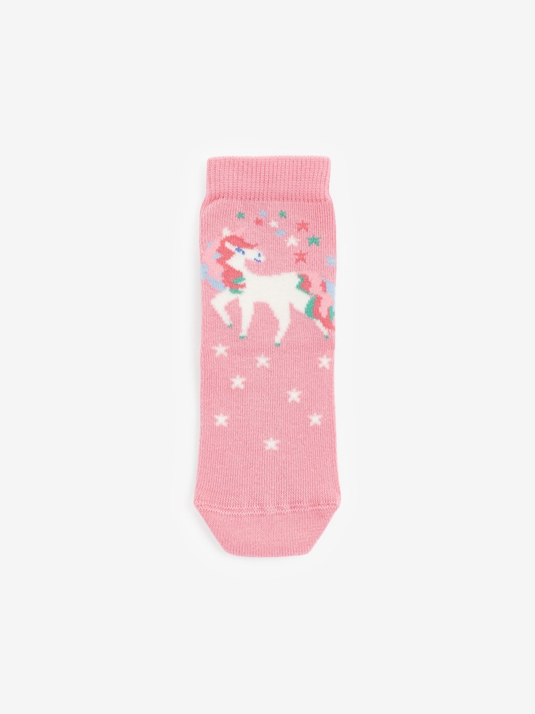 Pink 7 Pack Unicorn Cotton Rich Ankle Socks - Image 2 of 8