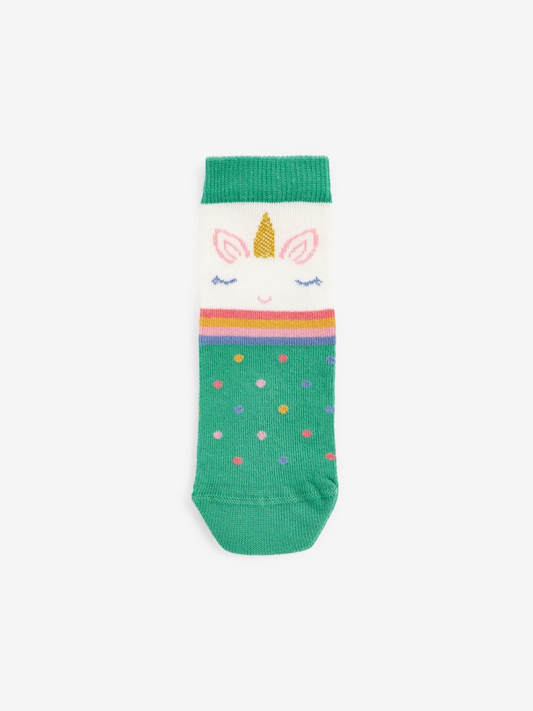 Pink 7 Pack Unicorn Cotton Rich Ankle Socks - Image 8 of 8